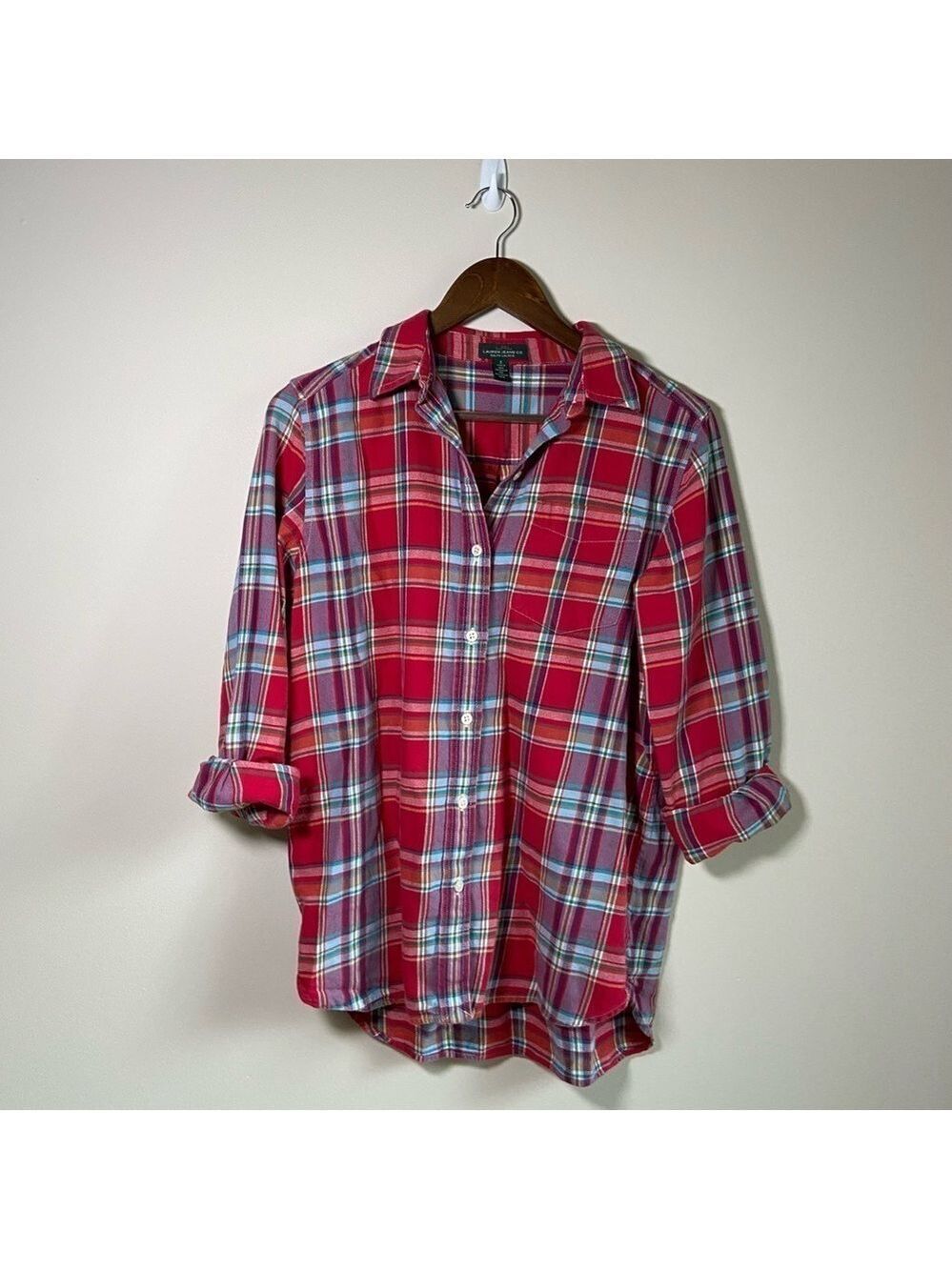 Lauren Jeans Ralph Lauren Plaid Button Down Cotton Red Small